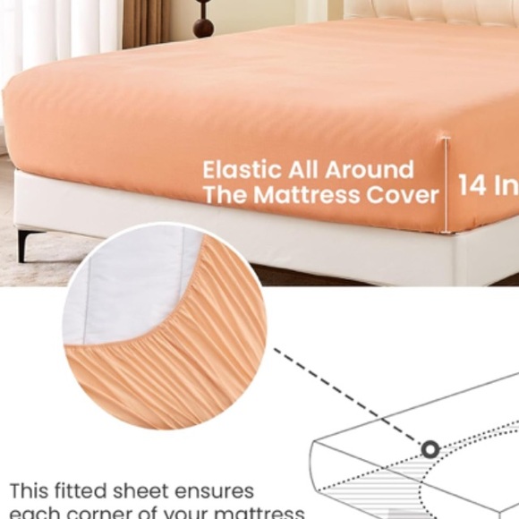 NEW W/ TAGS - Simple & Opulence LUX Natural Linen-Cotton Twin Sheet Set - Peach - Picture 6 of 10